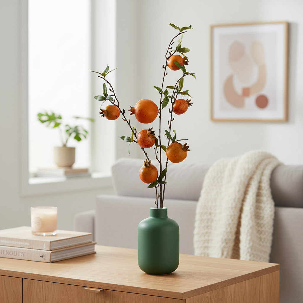 Artificial pomegranate branch, 7 fruits, 90 cm photo 4