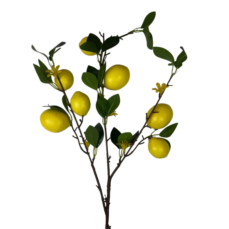 Ramură artificială cu lămâi, 7 fructe, 90 cm