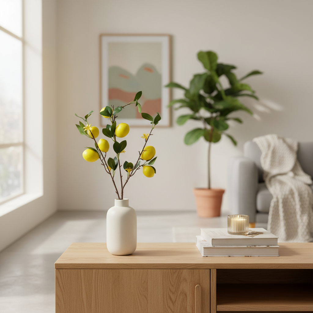 Artificial lemon branch, 7 fruits, 90 cm photo 4