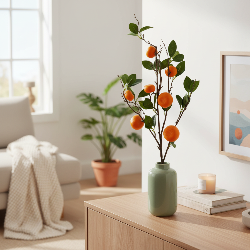 Artificial tangerine branch, 7 fruits, 90 cm photo 4