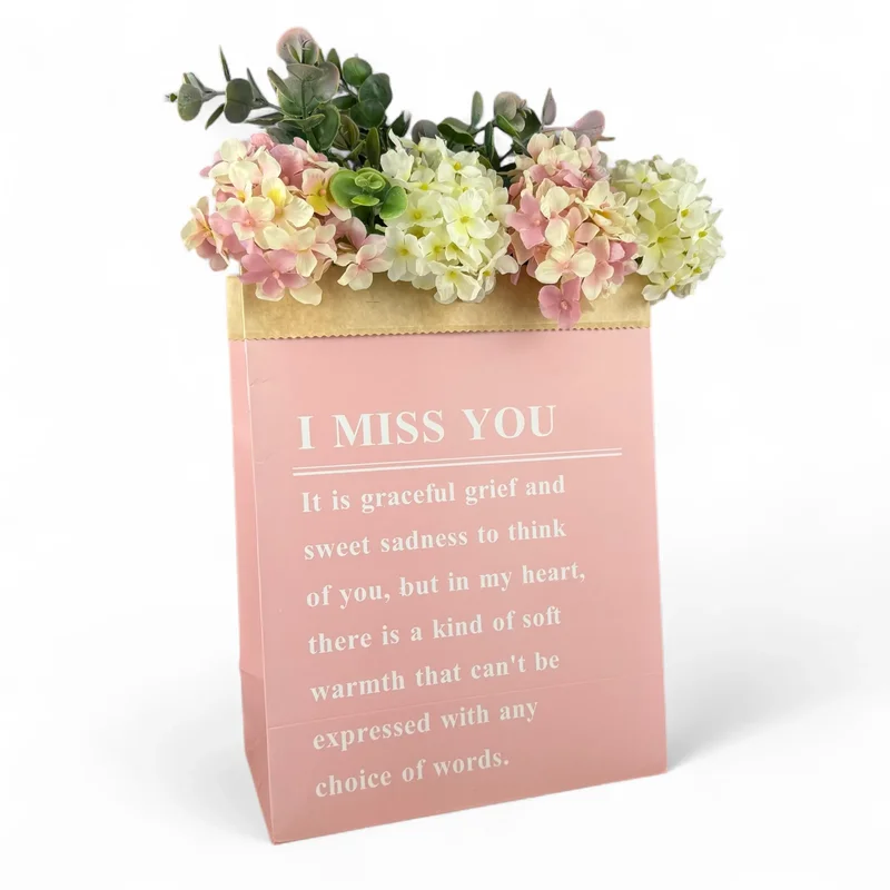 Set de 10 pungi de flori roz cu inscriptii