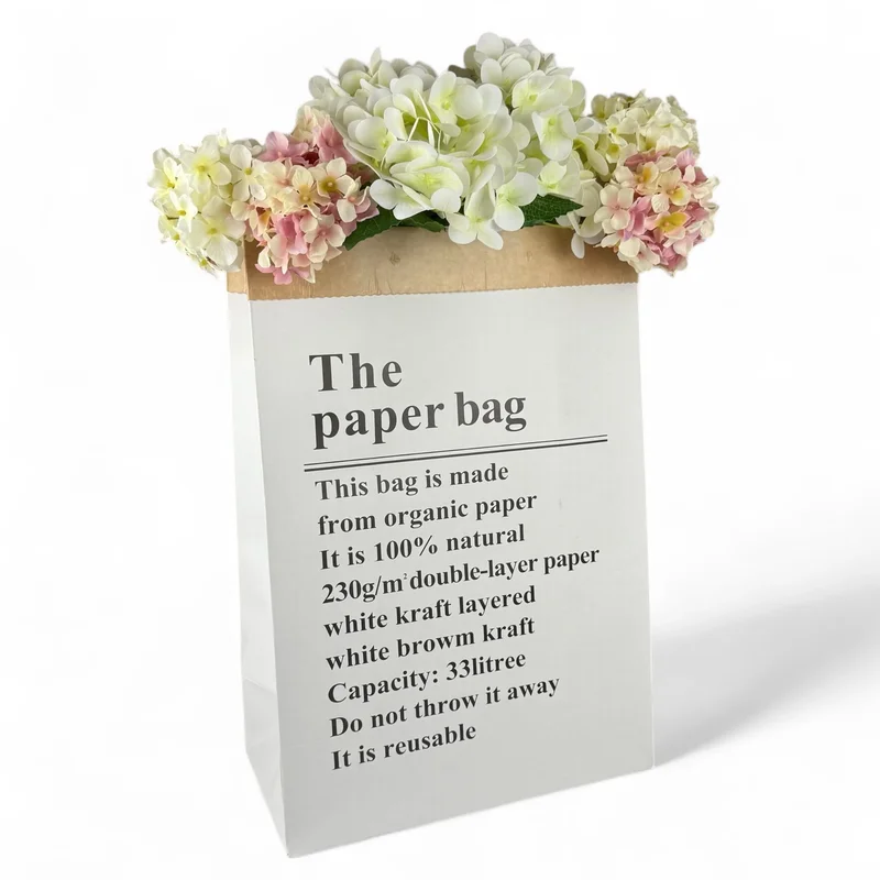 Set de 10 pungi albe de hartie pentru flori cu inscriptii