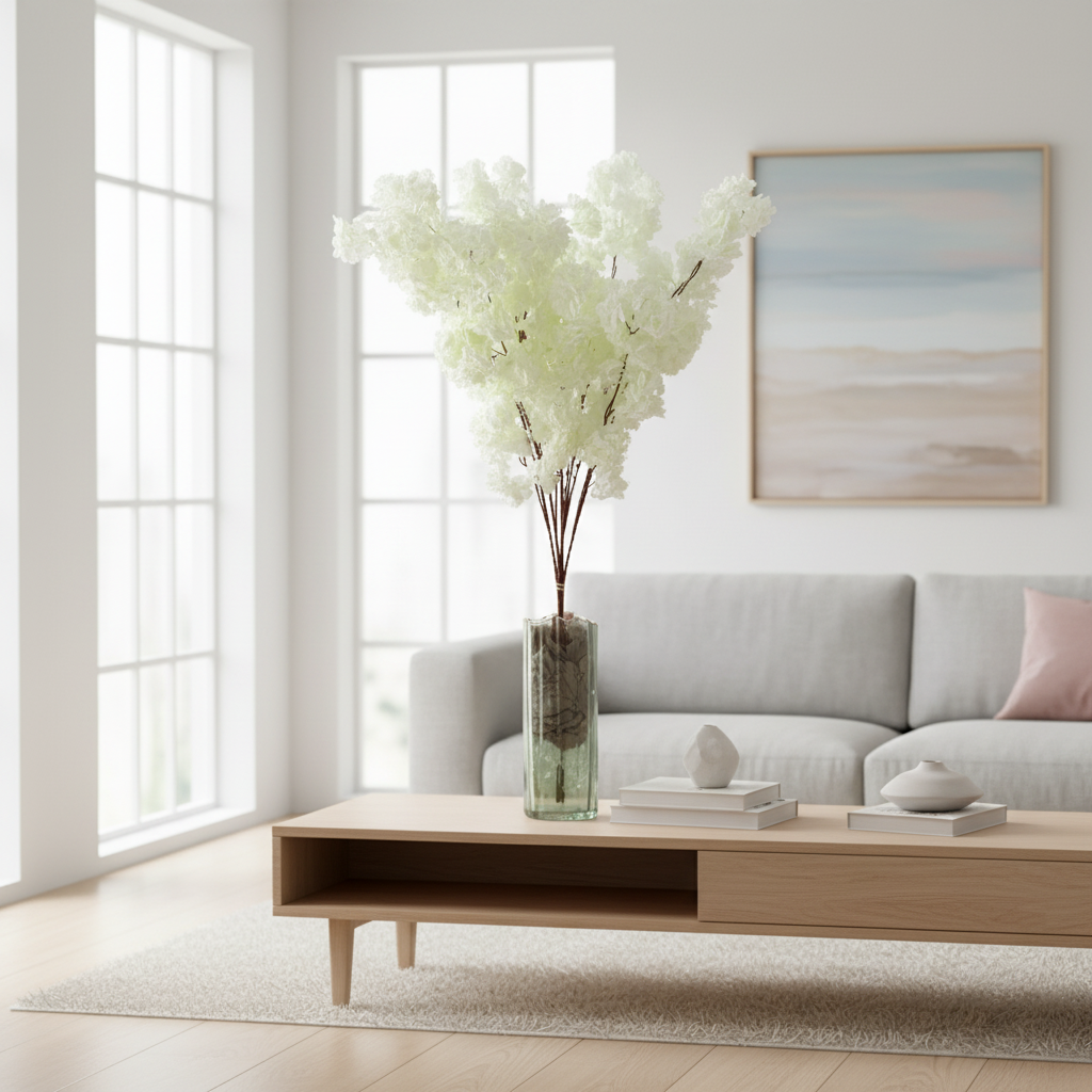 Artificial sakura branch, 90 cm, Champagne photo 3