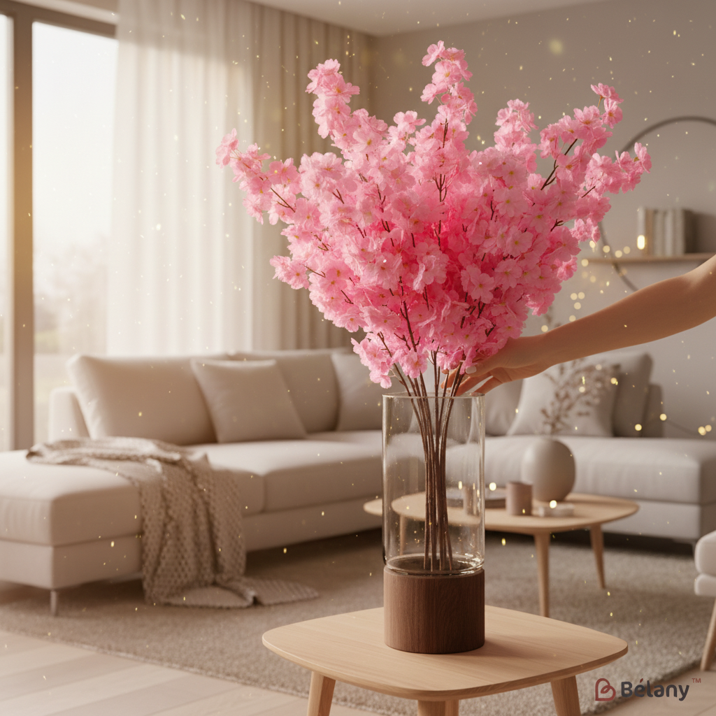 Artificial sakura branch, 90 cm, pink