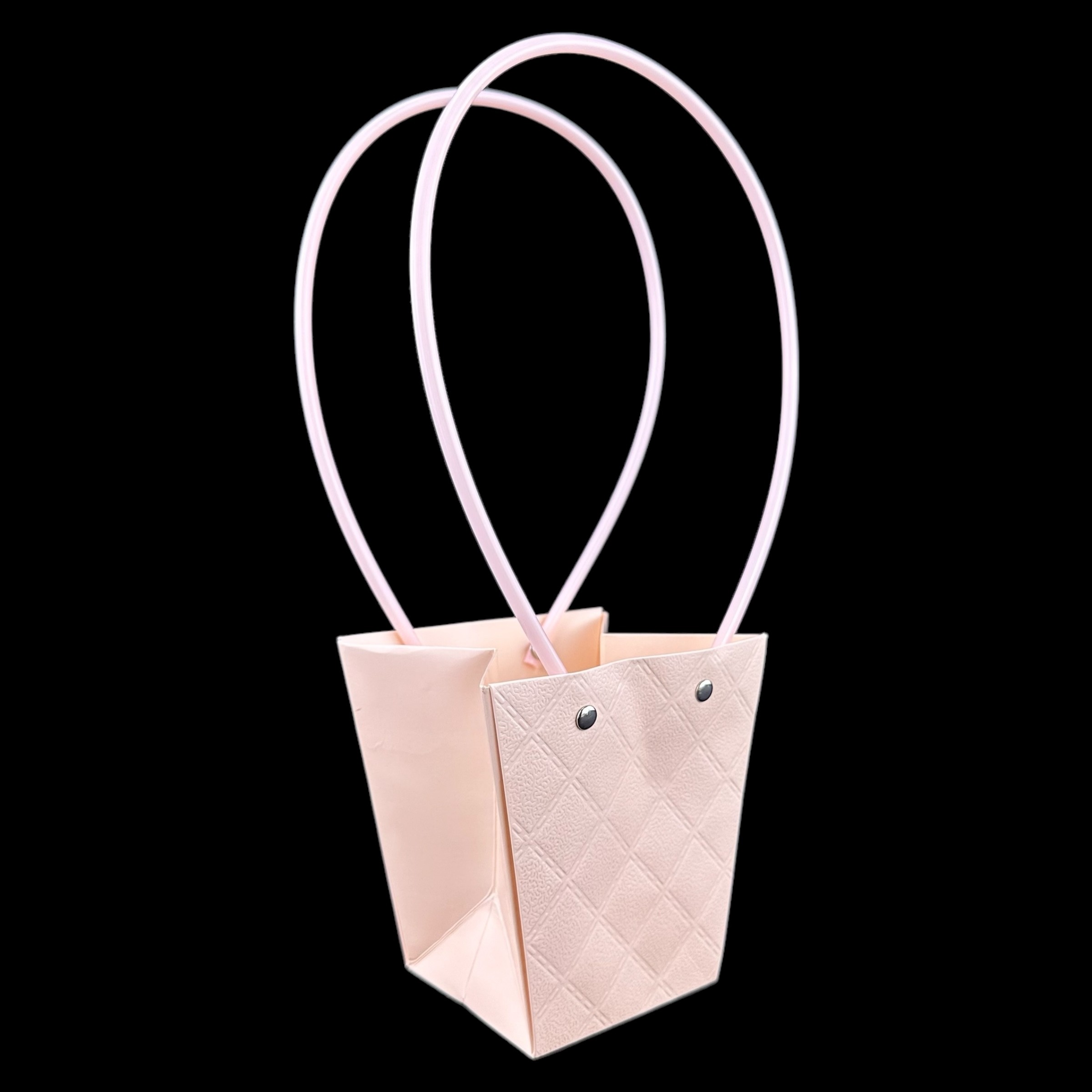 Set of 10 pink trapezoid bags, diamond pattern