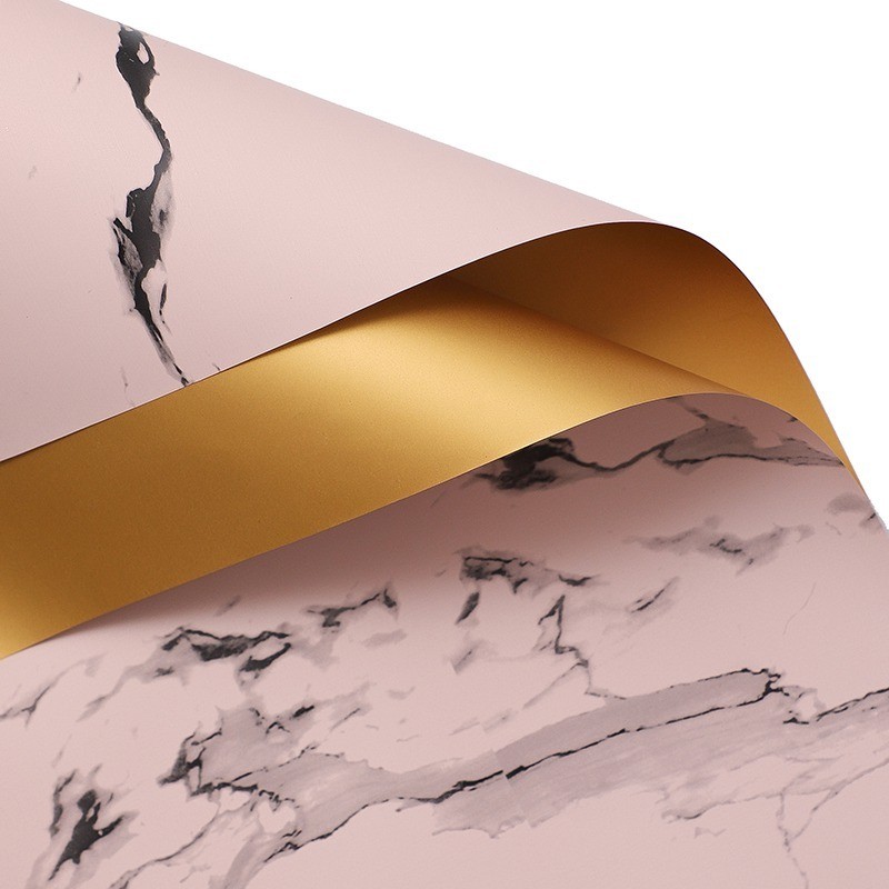Marmur i złoty celofan w matowym różu #167