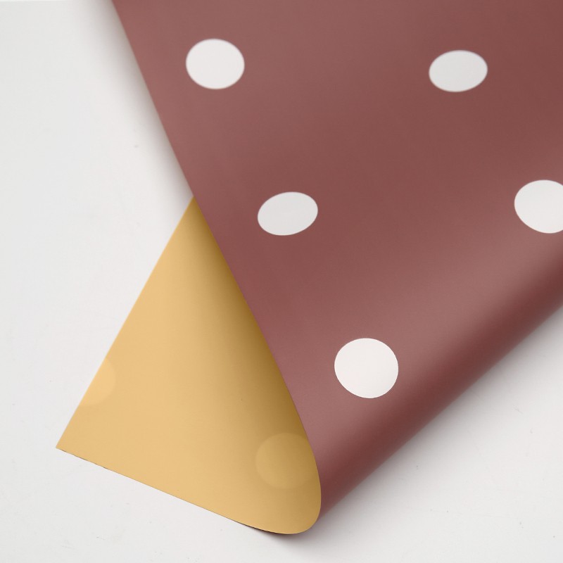 Rictorian rose and beige cellophane with white polka dots, 58x58cm #035