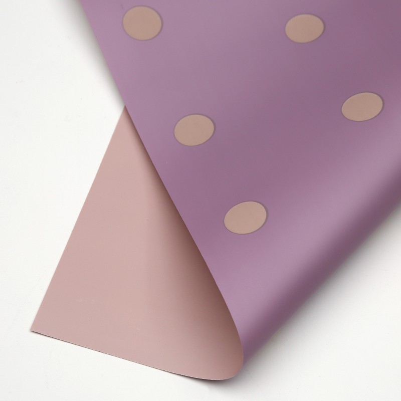 Lilac and rose cellophane, with pink polka dots, 58x58cm #031