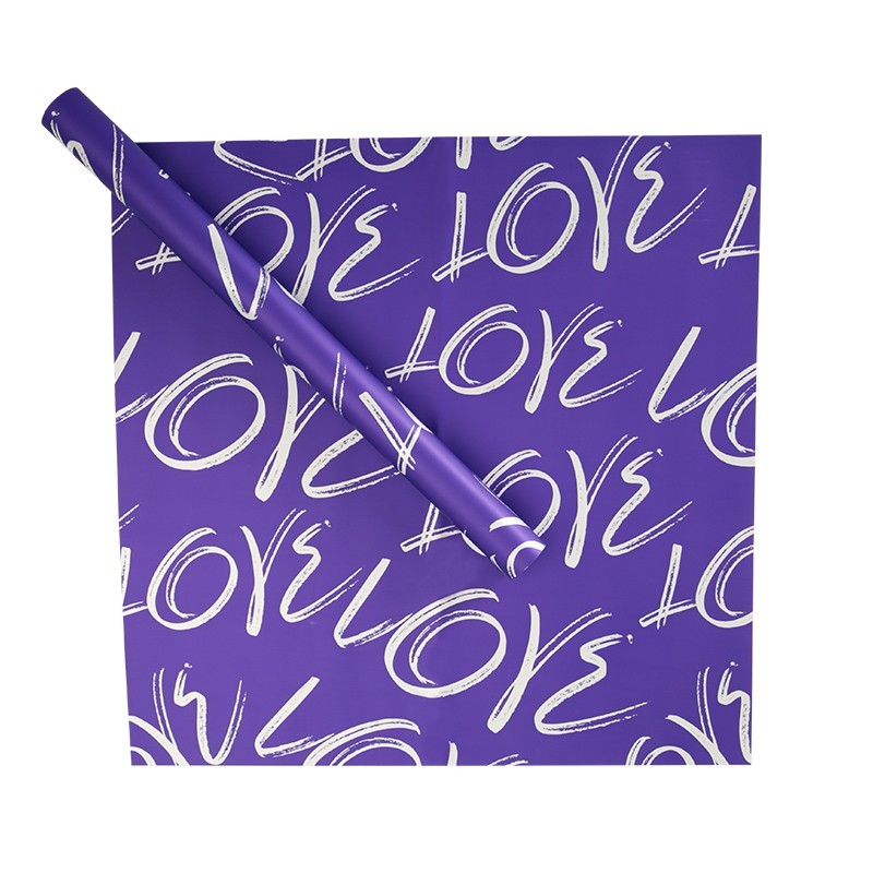 Fioletowy celofan z białym napisem "Love" 58x58 cm #232