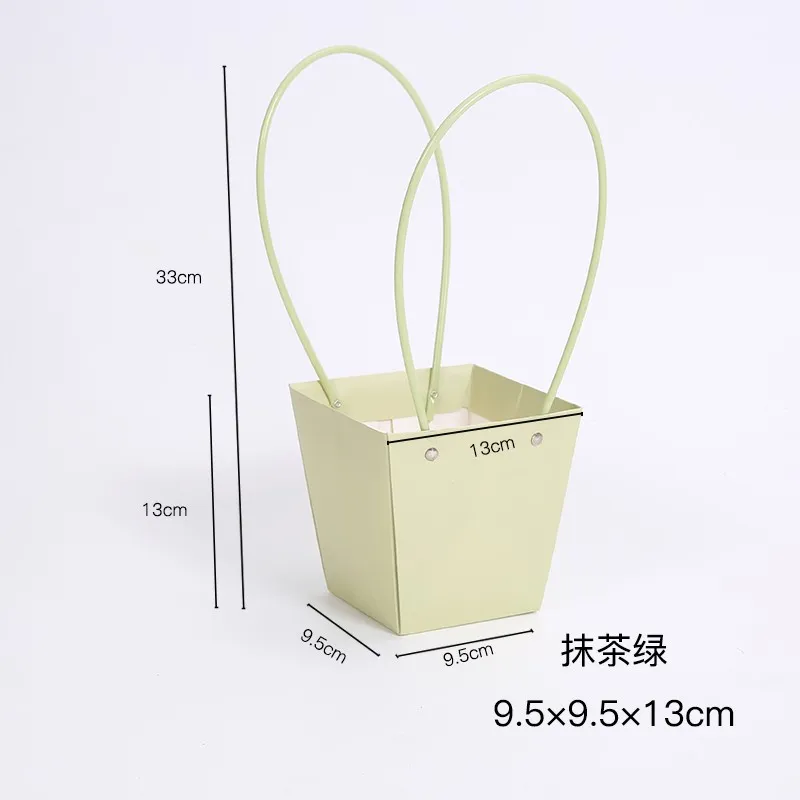 Geanta cu flori verde, cu manere din silicon, 9,5/9,5/13/13