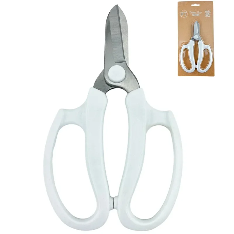 Foarfece florale albe, fier + plastic, 17/10,5