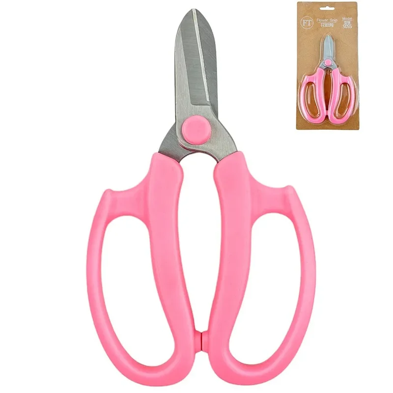 Foarfece florale roz, fier + plastic, 17/10,5