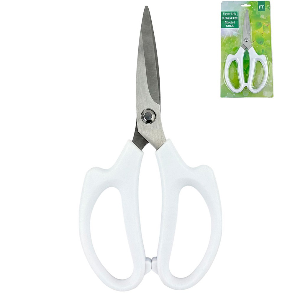 Бели ножици за цветя, желязо + пластмаса, 21,5/10,5