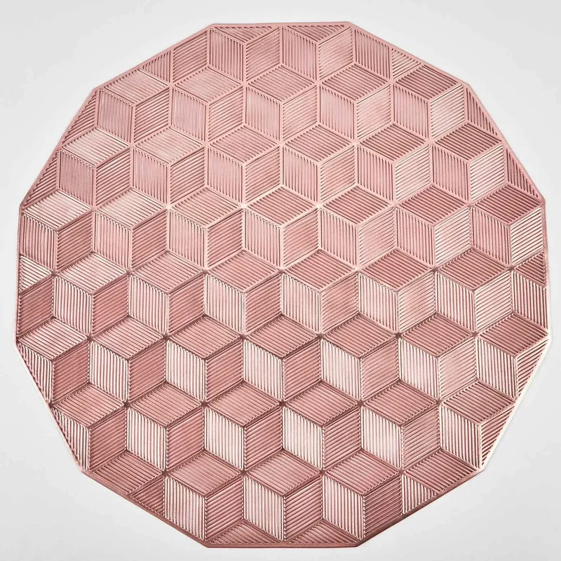 Szett 6 darab, PVC, izolált és antiderapante, rózsaarany, "Squares", "Quadrák"