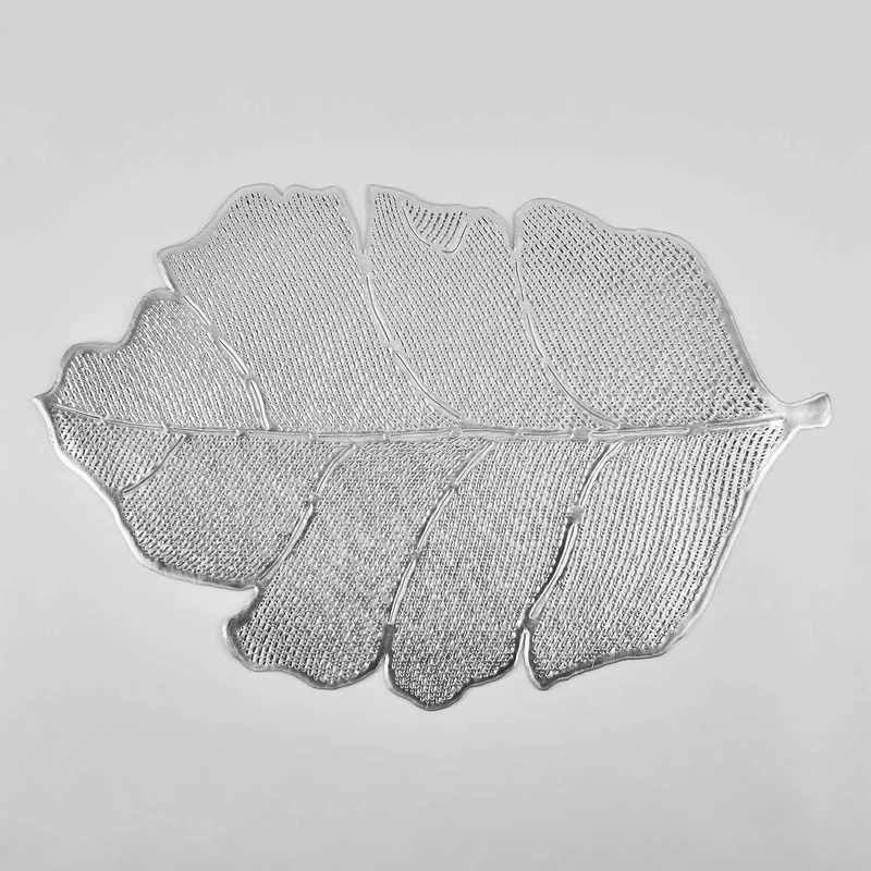 Zestaw 6 uchwytów na talerze, PVC, izolujące i antypoślizgowe, srebrne, "Branches"