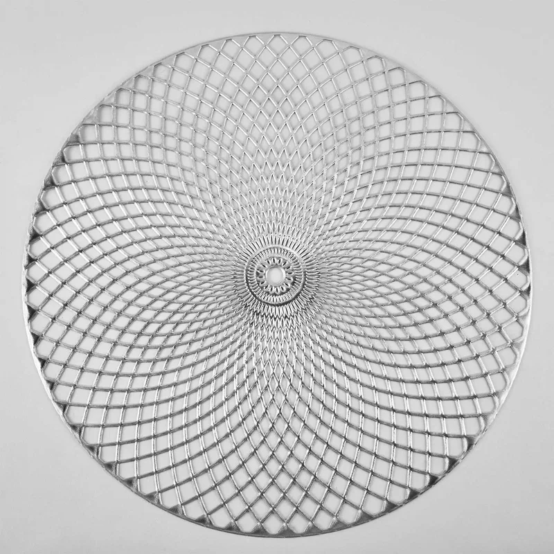 Комплект от 6 държача за чинии, PVC, изолиращи и противоплъзгащи, сребристи, "Rombs"