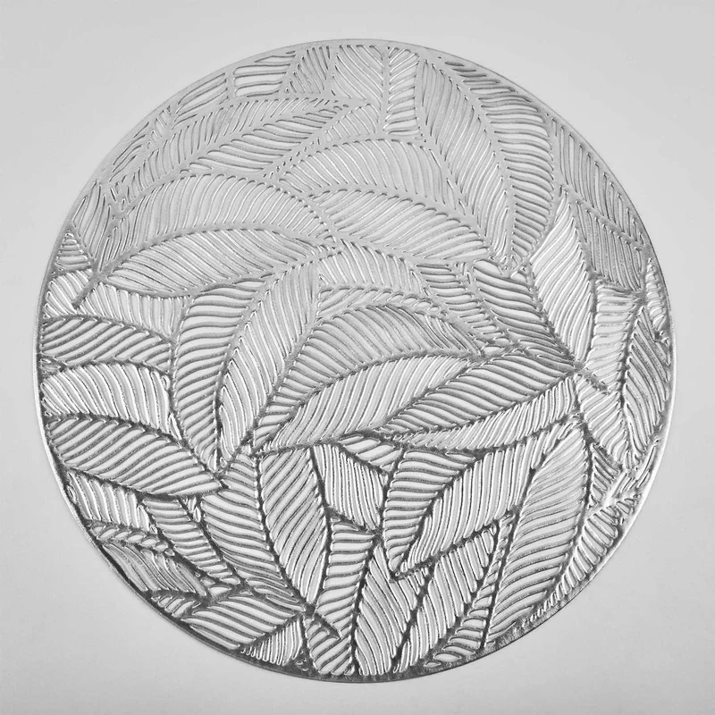 6 db-os tányértartó készlet, PVC, szigetelő és csúszásmentes, ezüst, "Jungle"