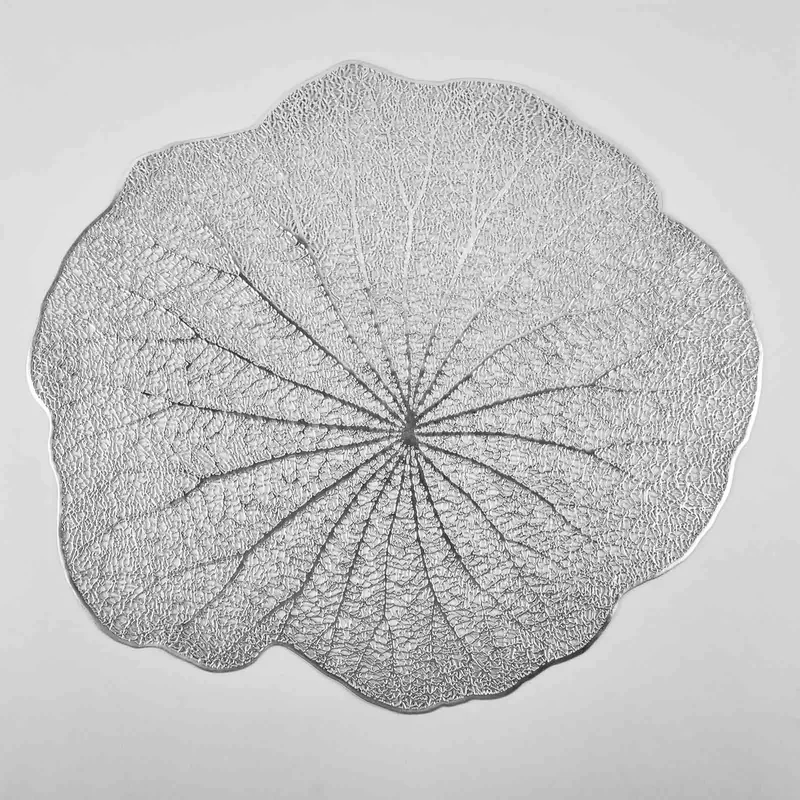 6 db-os tányértartó készlet, PVC, szigetelő és csúszásmentes, ezüst, "Lily"