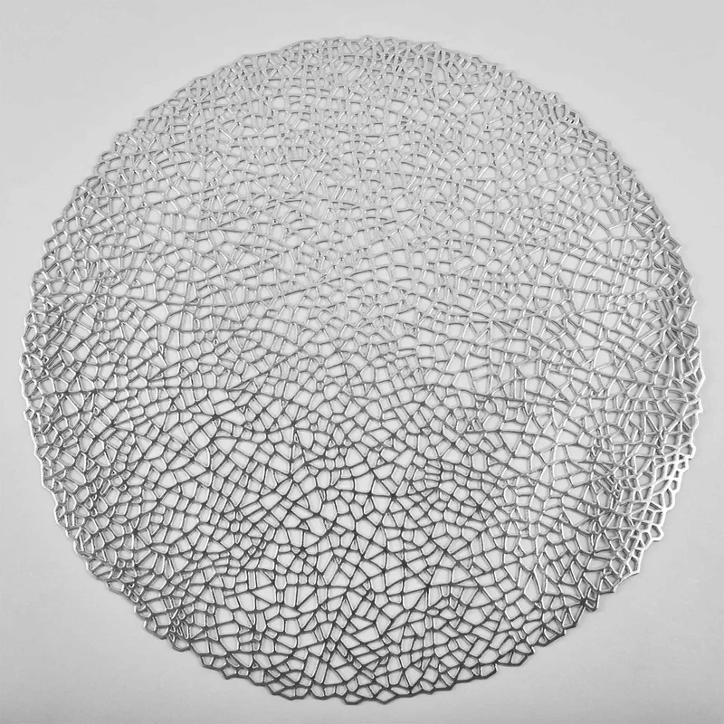 Zestaw 6 uchwytów na talerze, PVC, izolujące i antypoślizgowe, srebrne, "Mosaic"