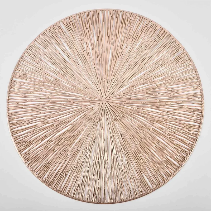 Комплект от 6 държача за чинии, PVC, изолиращи и противоплъзгащи, златни, "Beam"