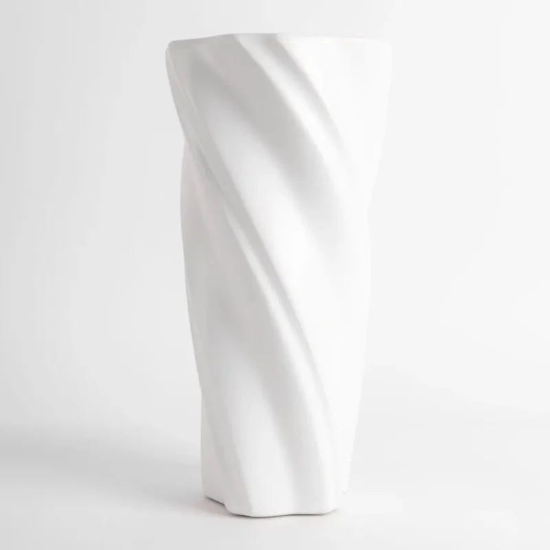 Vaza ceramica "Whirl" alba 28x12