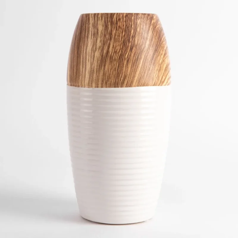 Vaza ceramica "Wood and Ceramic" alb 19x7