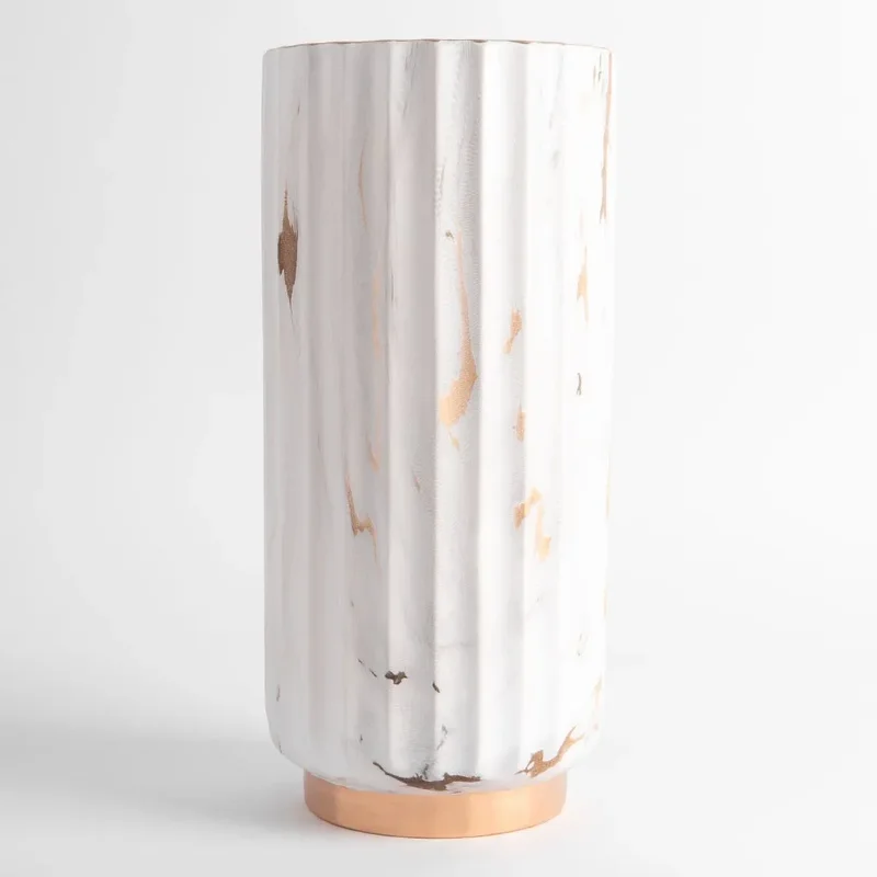 Vaza ceramica "Gold and Ceramic" alb 27x12