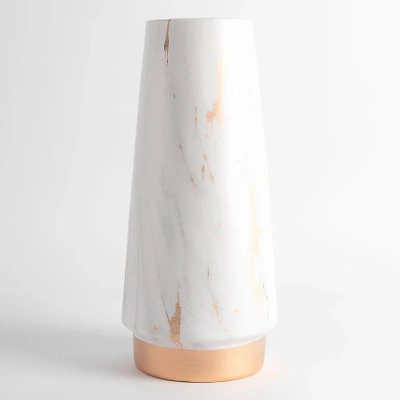 Vaza ceramica "Gold and Ceramic" alb 29x8
