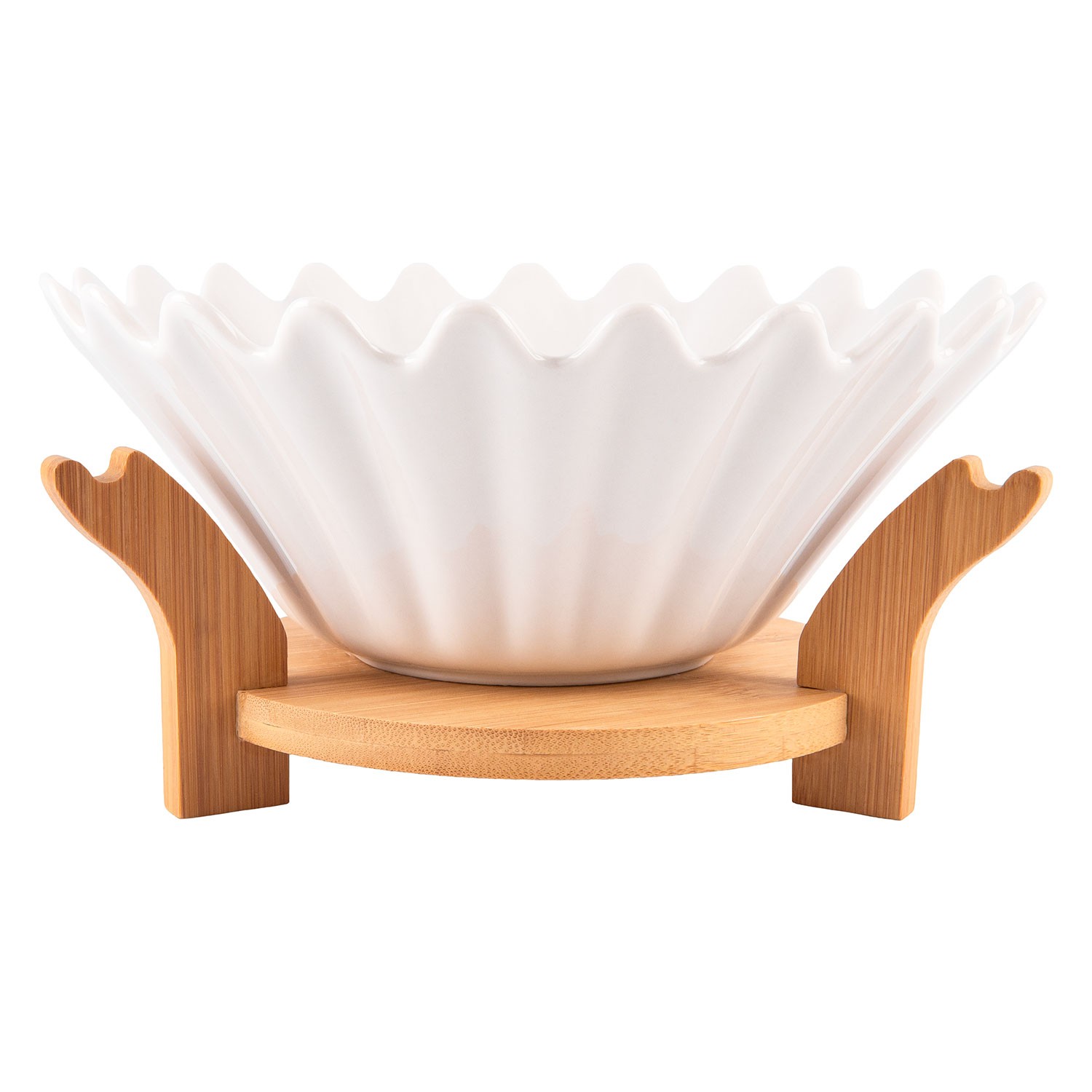 Ceramiczna miska Shell na drewnianym stojaku