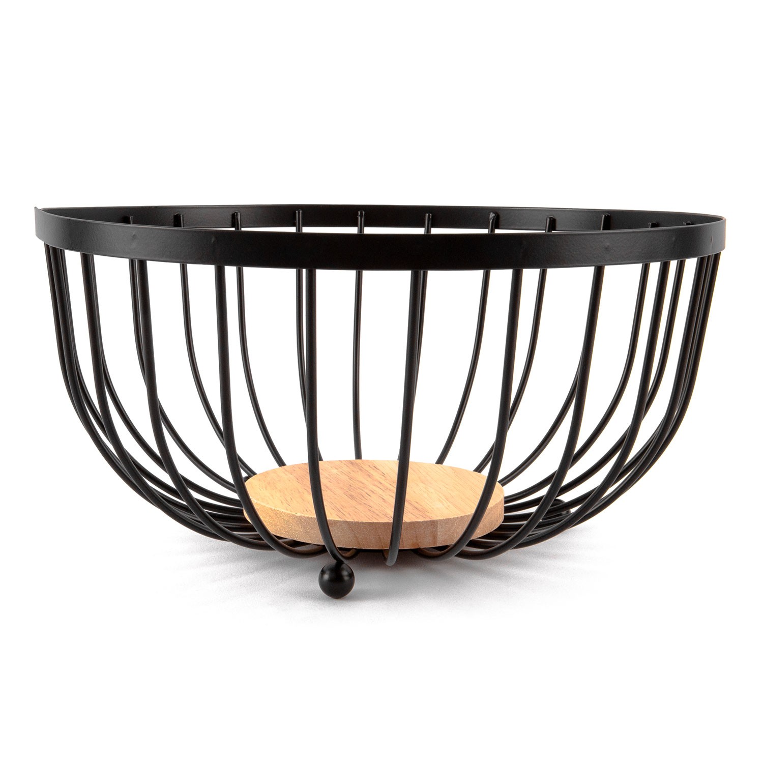 Czarna miska na owoce z drewnianym dnem 25x13