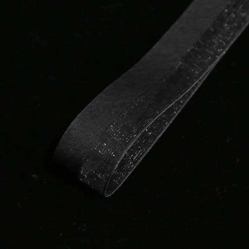 Panglică din organza "Half", Black, 2,6 cm / 18,28m #171