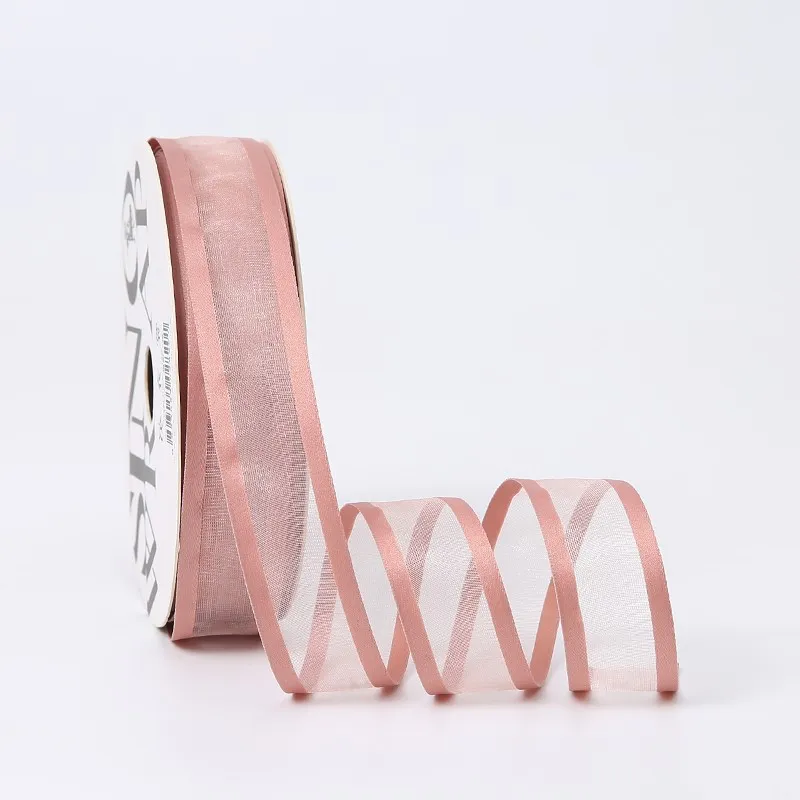 Panglică din organza "Double Line", Peony 2,5 cm / 18,28m #162