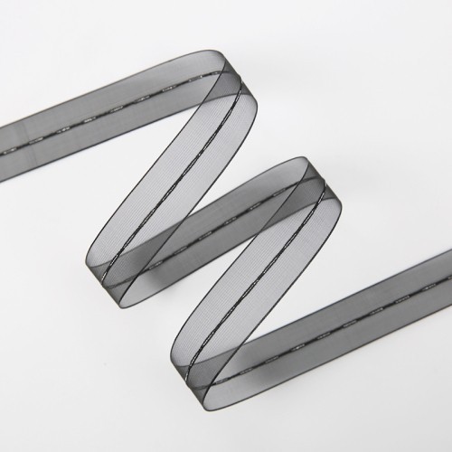 Wstążka z organzy "Beauty Line", czarna 2,5cm / 32m #171