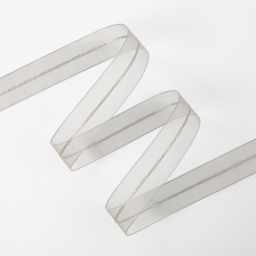 Панделка от органза "Beauty Line", сива 2.5cm / 32m #121