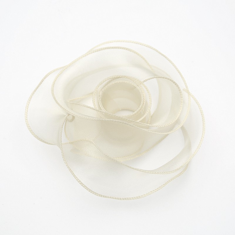 Premium organza ribbon, beige, 4cm / 9.14m #243