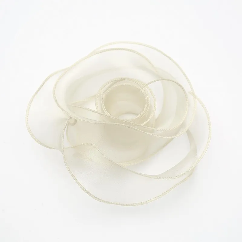 Panglică din organza "Premium", bej,  4cm / 9.14m #243