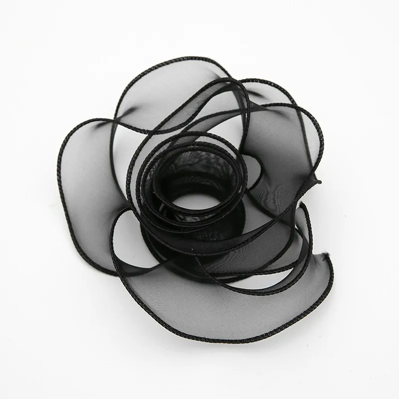 Panglică din organza "Premium", negru,  4cm / 9.14m #171