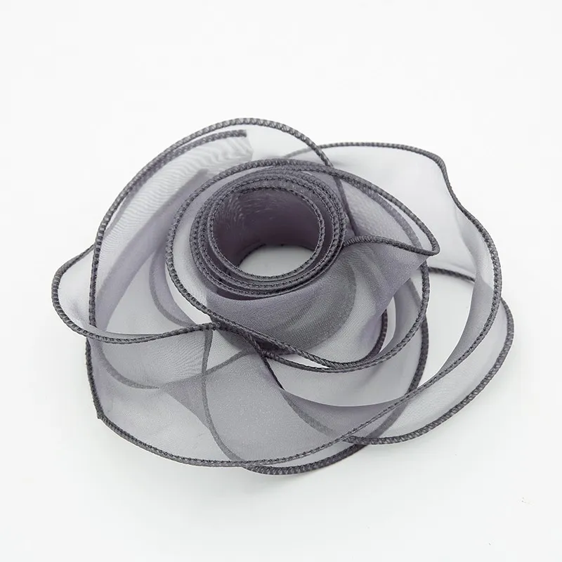 Panglică din organza "Premium", Metal gray,  4cm / 9.14m #121